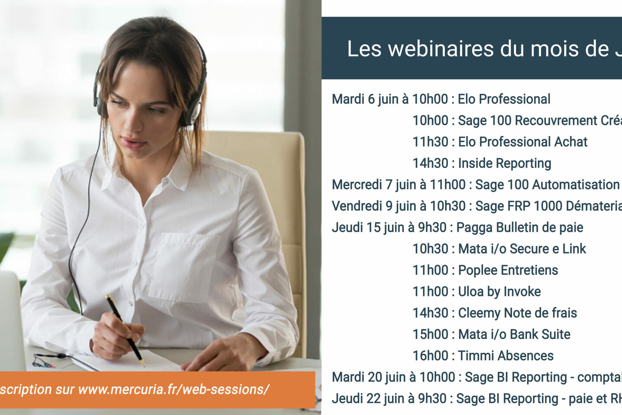 Le programme des webinaires gratuits mercuria en Juin 2023